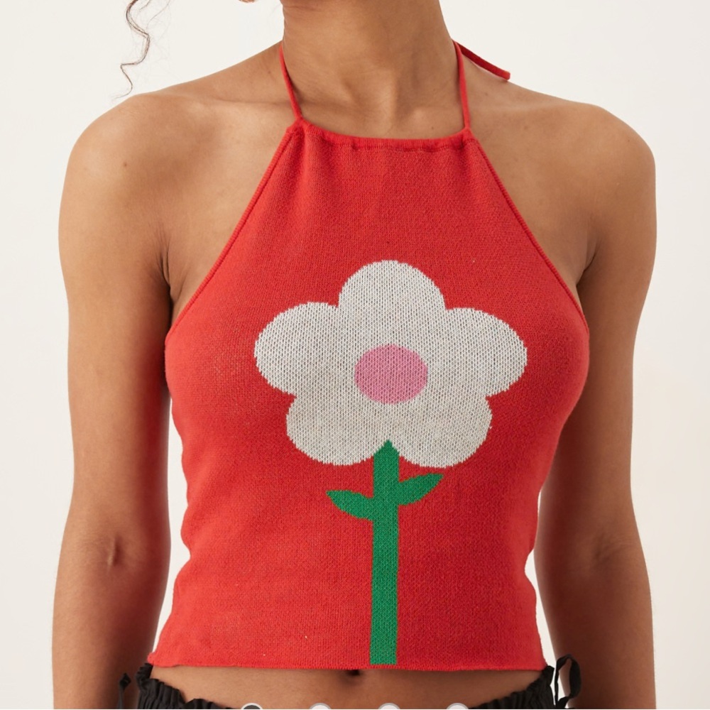 Tyler McGillivary dori flower print halter top in red